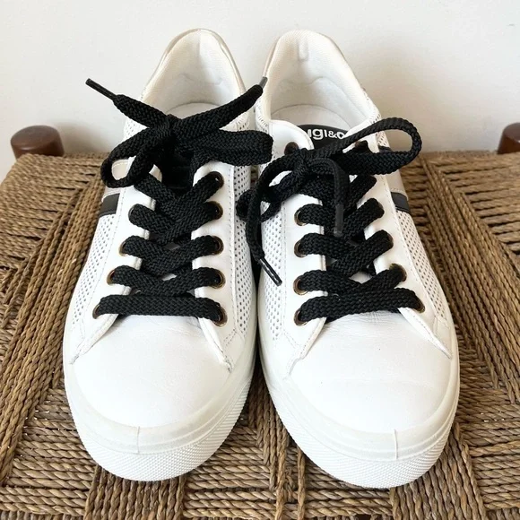 IGI&CO Shoes Women’s 7.5 Nappa Soft Bianca Nero Sneakers White Black - Picture 2 of 7